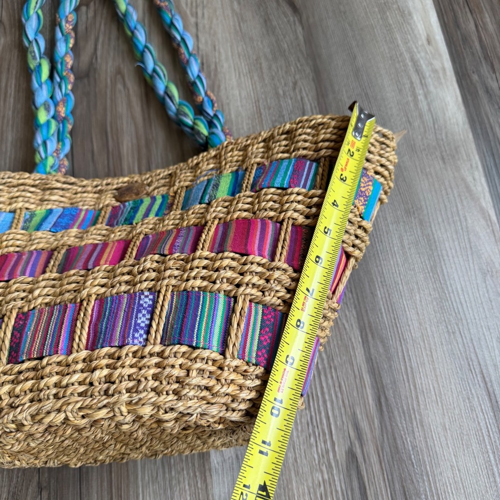Cappelli Straworld‎ Seagrass Tote Bag Multi-Color Woven Boho Shoulder Bag Summer - Picture 5 of 7